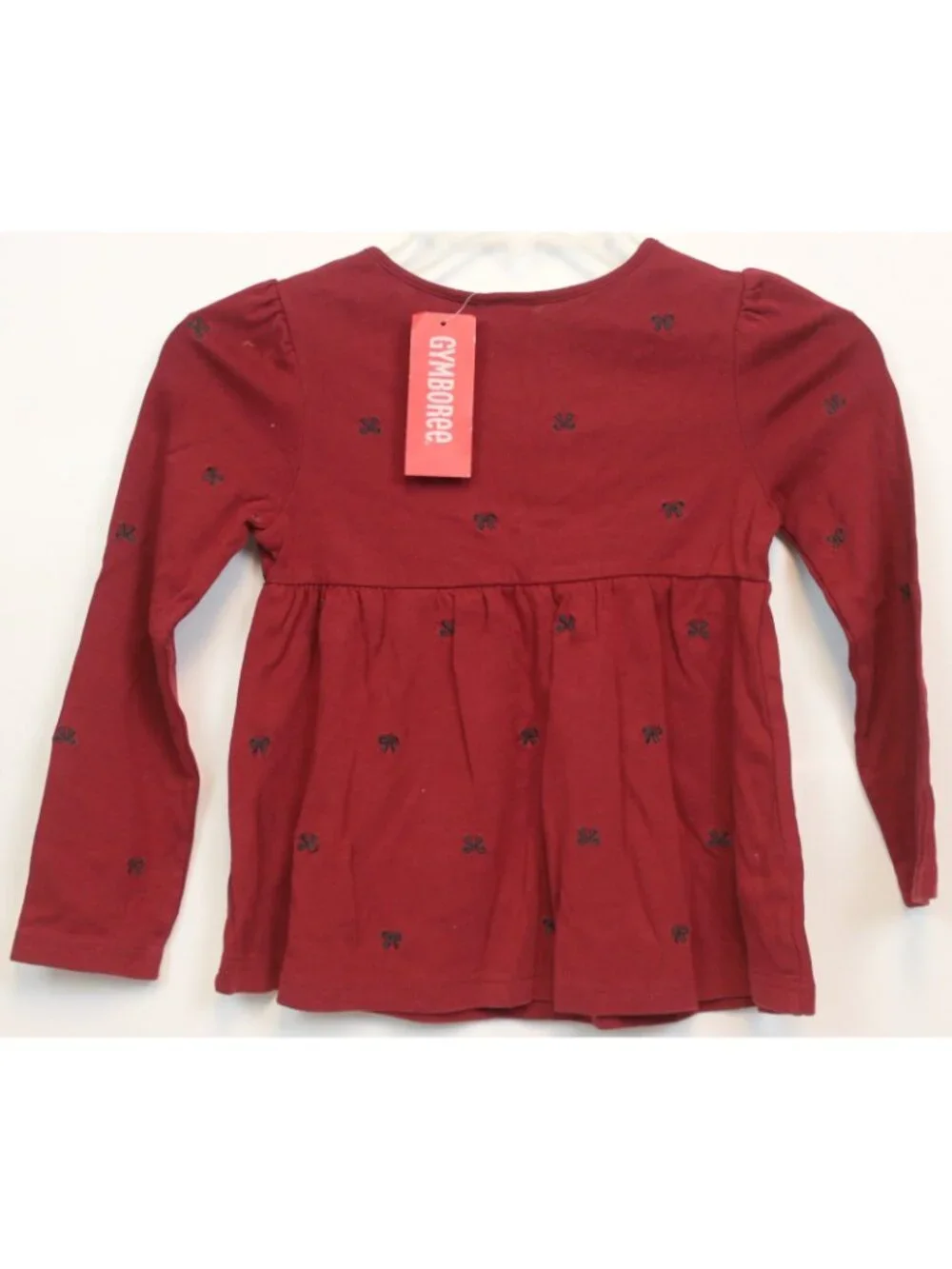 2006 Gymboree Holiday Portrait Red Shirt sz 6 Bows Velvet Ribbon new Xmas Party
